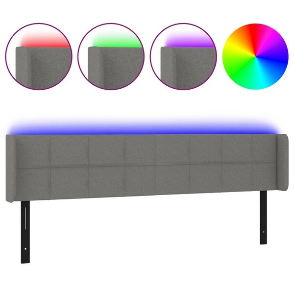 vidaXL LED Headboard Fabric Bedroom Furniture Dark Gray/Light Gray Multi Sizes - - 37455504