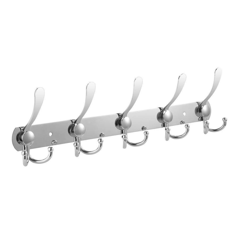 Movisa 15 Hooks Stainless Steel J-Hook RobeTowel Hook in silver Y-MVDO09SU