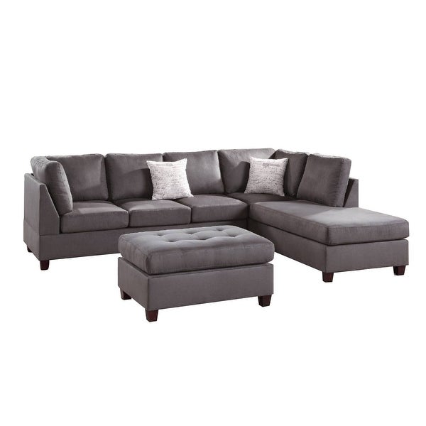 3 Piece Microfiber Sectional Sofa Set