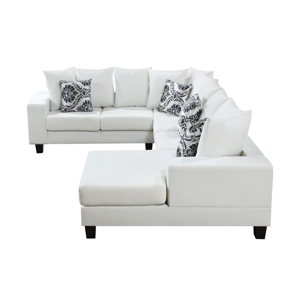 U Shape Sectional Sofa Velvet Corner Couch with Chaise Lounge and Lots of Pillows Included for Living Room