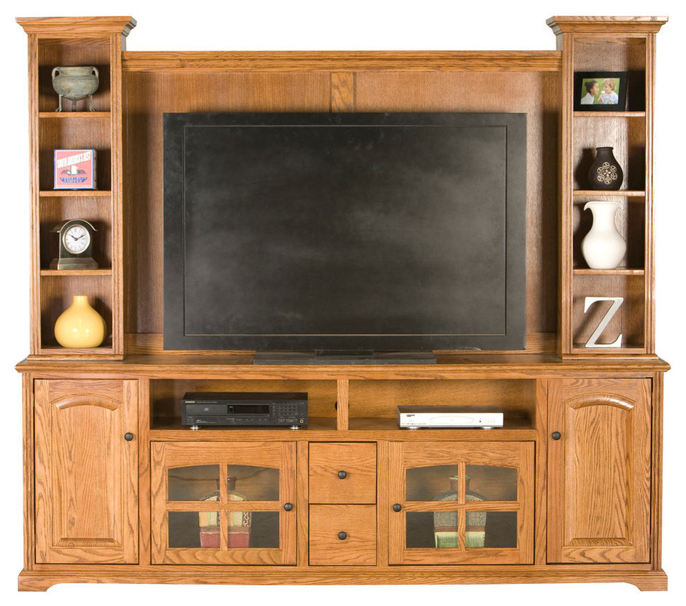 Oak Ridge 90 quotEntertainment Console   Transitional   Entertainment Centers And Tv Stands   by Eagle Furniture  Houzz