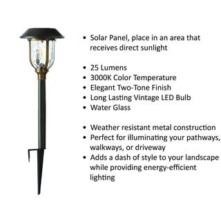 Hampton Bay Savannah 25 Lumens Solar 2-Tone Bronze and Brass LED Diecast Landscape Pathway Light Set with Vintage Bulb (4-Pack) NXT-C4000-7