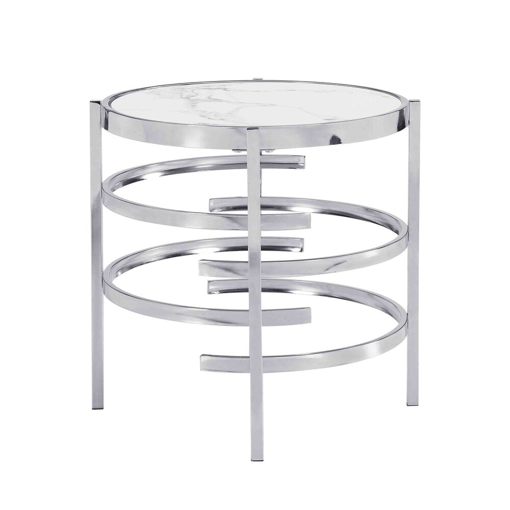 Sintered Stone End Table  Small Round Coffee Table with Metal Frame  20.67\