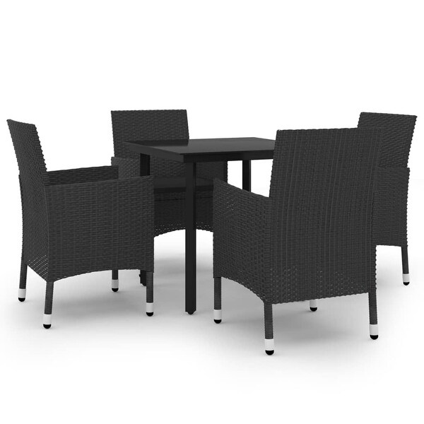 vidaXL Patio Dining Set Outdoor Table and Chair Set Poly Rattan and Glass