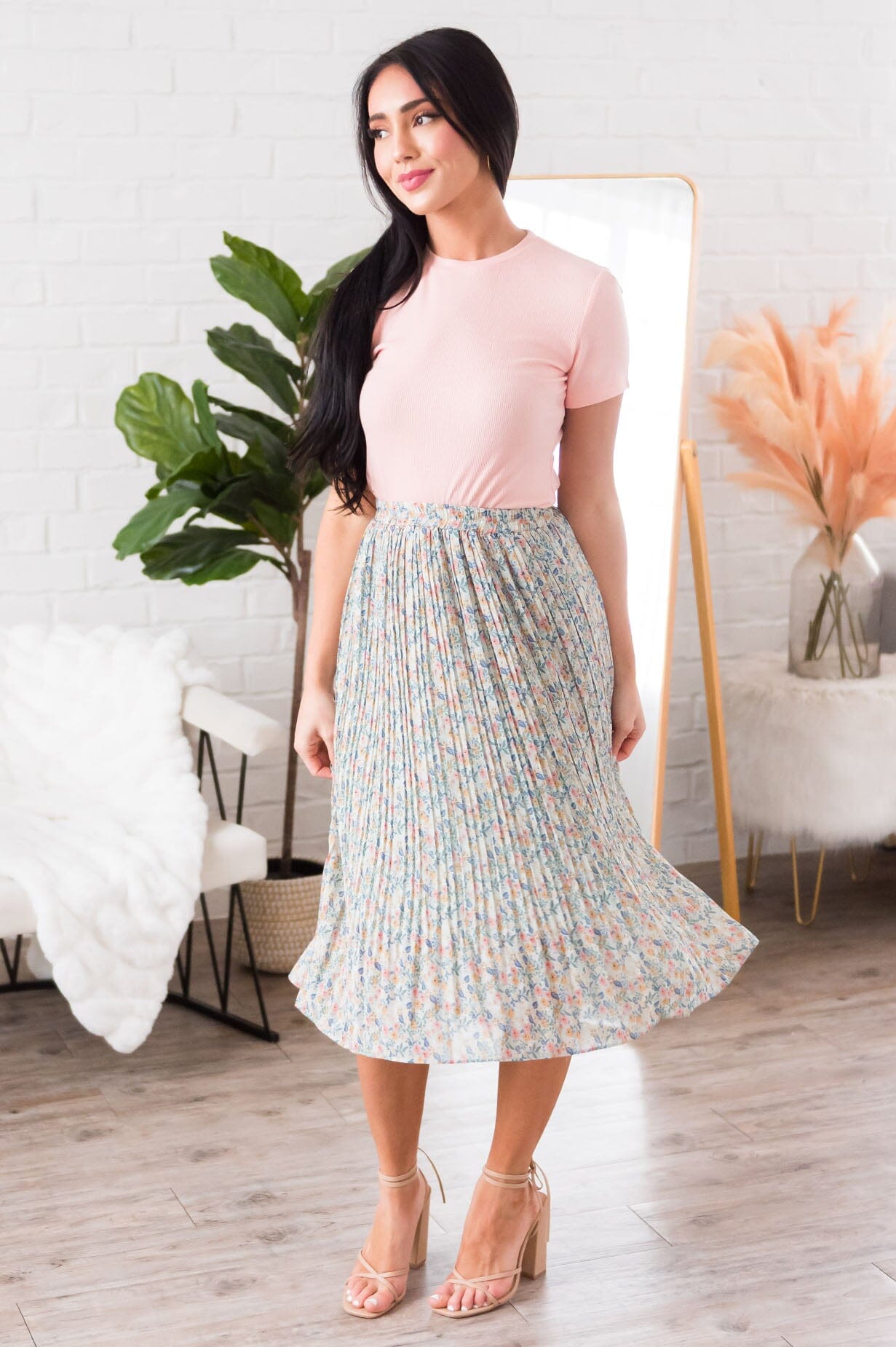 Always Blooming Modest Pleat Skirt