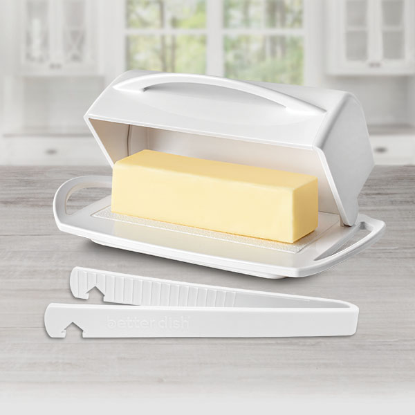 Better Dish Butter Dish and Toster Tongs， White