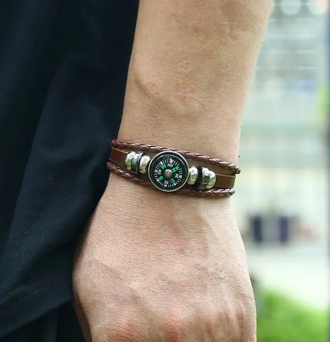 Custom Exquisite Wrist Compass Jewelry Compass Gift Adjustable Detachable Promotion Compass for Camping Hiking Gear