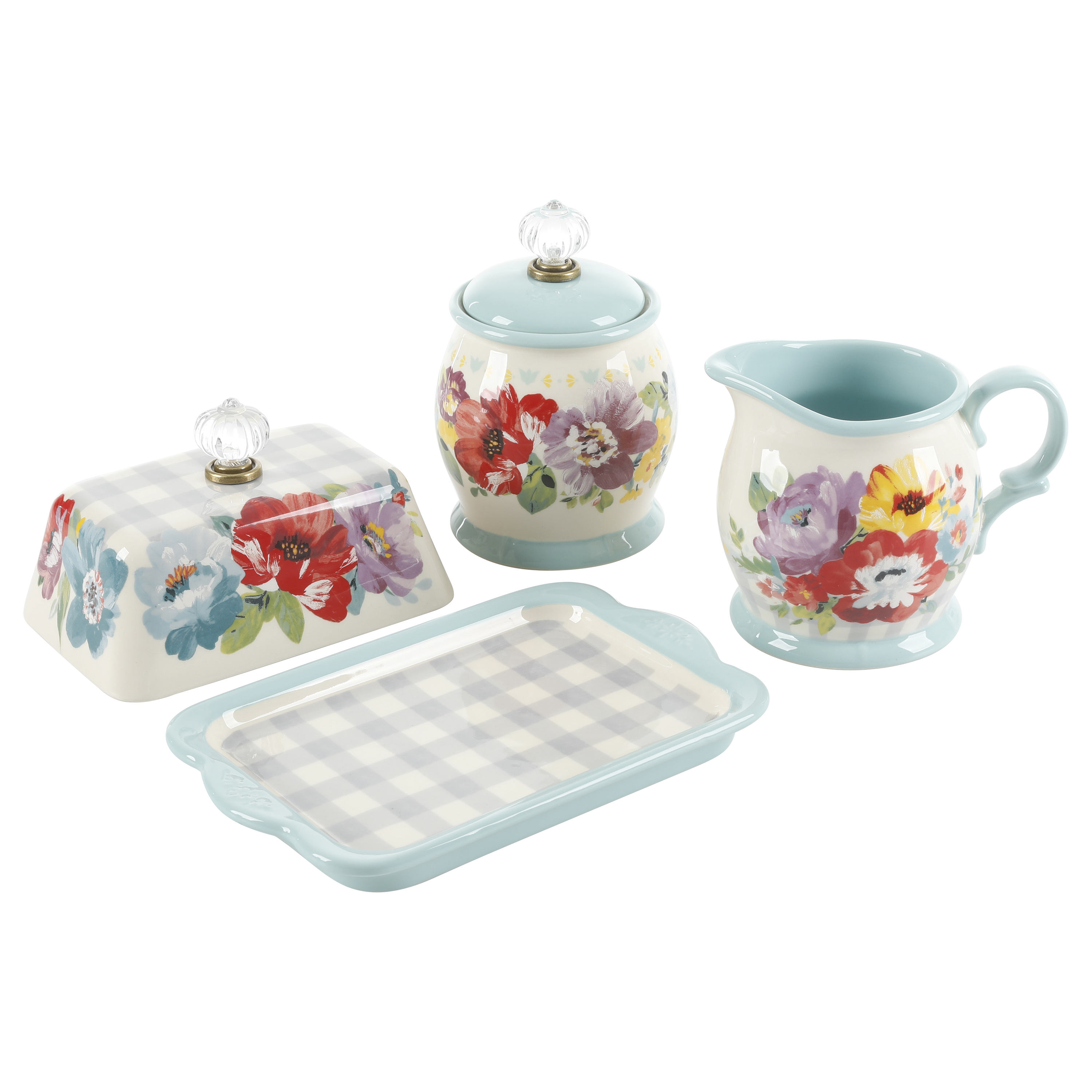 The Pioneer Woman Sweet Romance Butter Dish + Cream and Sugar Set