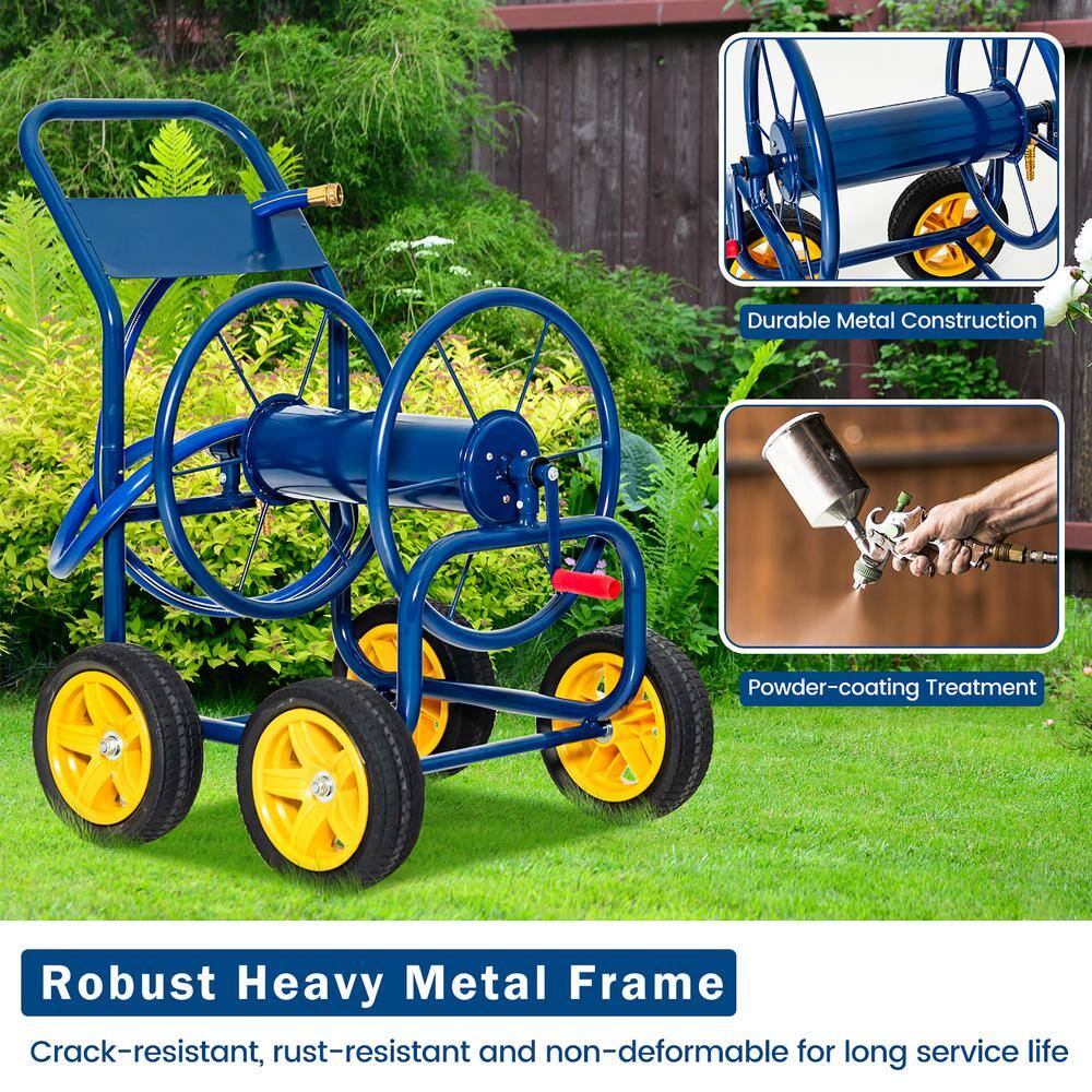 Costway Garden Hose Reel Cart Holds 330 ft. of 34 in. or 58 in. Hose 400 ft. of 12 ft. Hose Blue GT3919NY