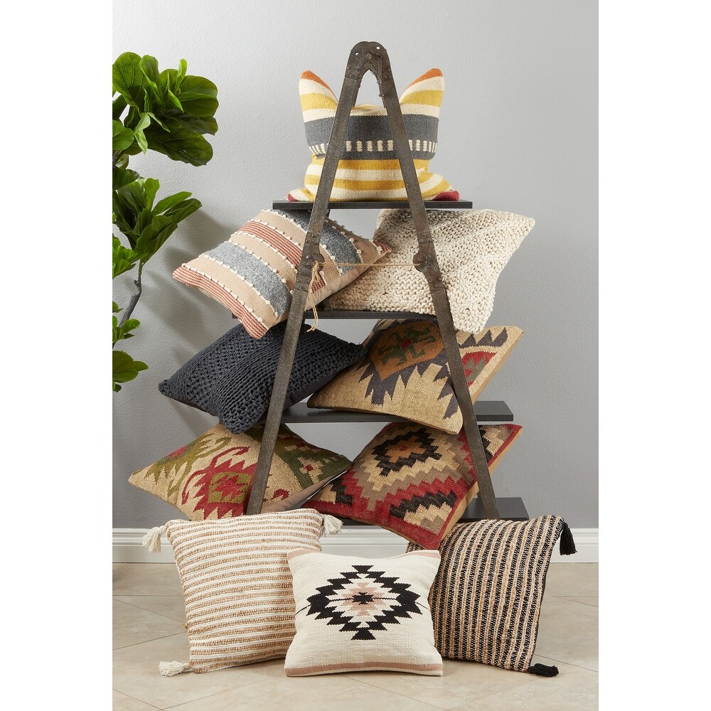 Striped Pillow With Tassel Design  20\