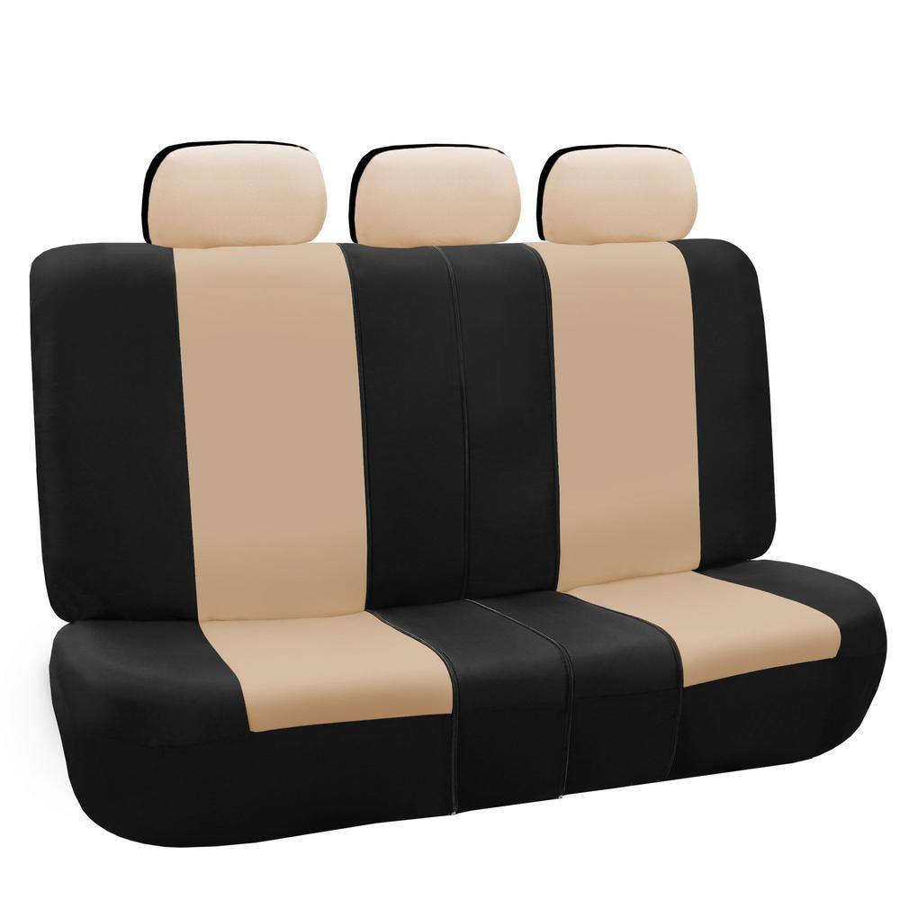 FH Group Polyester 47 in. x 23 in. x 1 in. Classic Khaki Full Set Car Seat Covers DMFB065BEIGE115