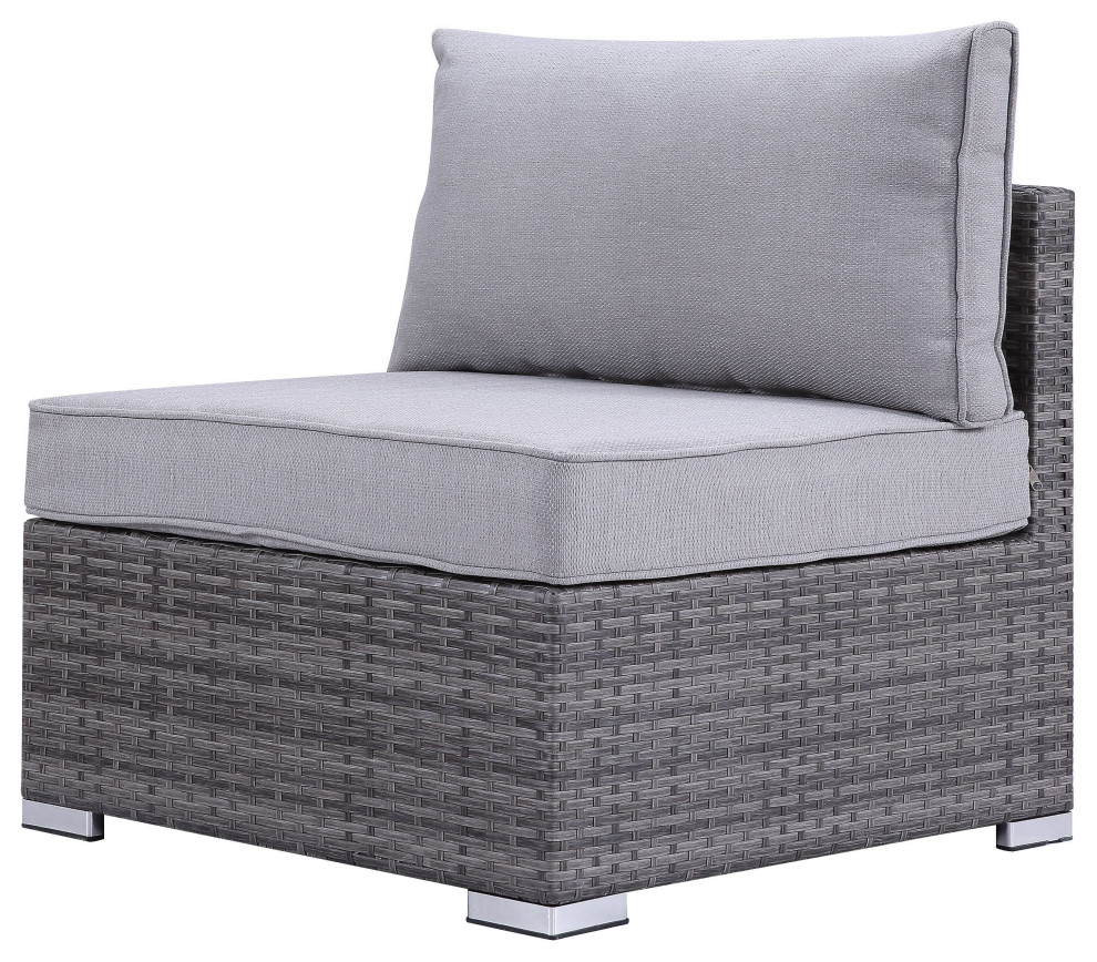 ACME Sheffield 4PC Pack Patio Sofa Set in Gray Fabric  ampGray Finish   Tropical   Outdoor Lounge Sets   by Acme Furniture  Houzz