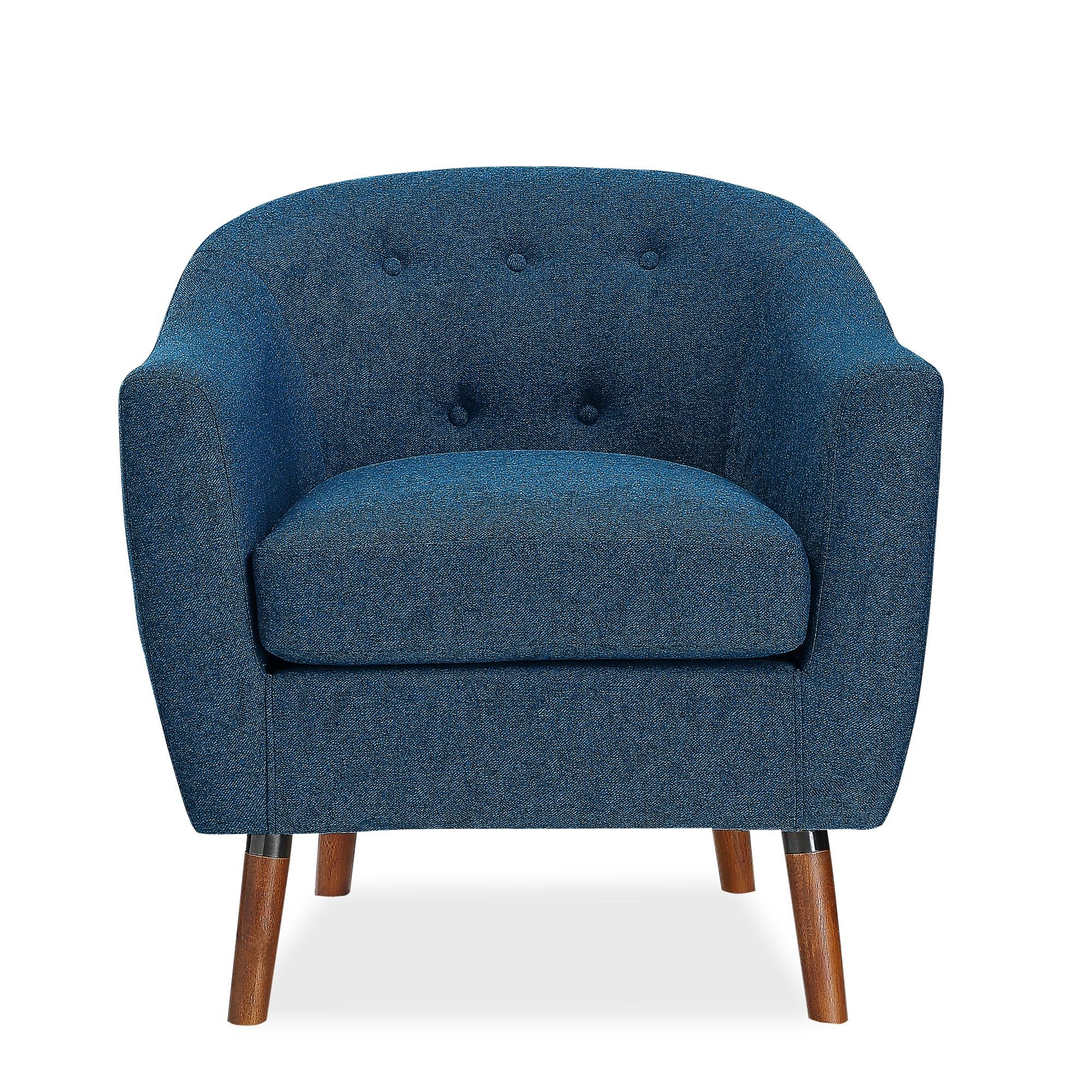 Queer Eye Brie Accent Chair, Living Room and Bedroom Furniture, Blue Linen