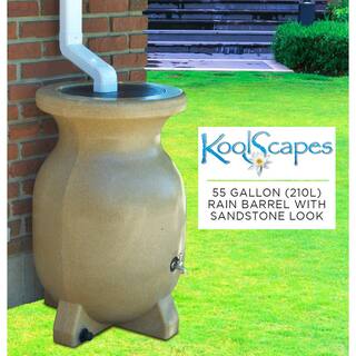 Koolatron Koolscapes Stone-Look Rain Barrel 55 Gal. (210L) Beige Eco-Friendly Gardening Water Conservation RBSS-55