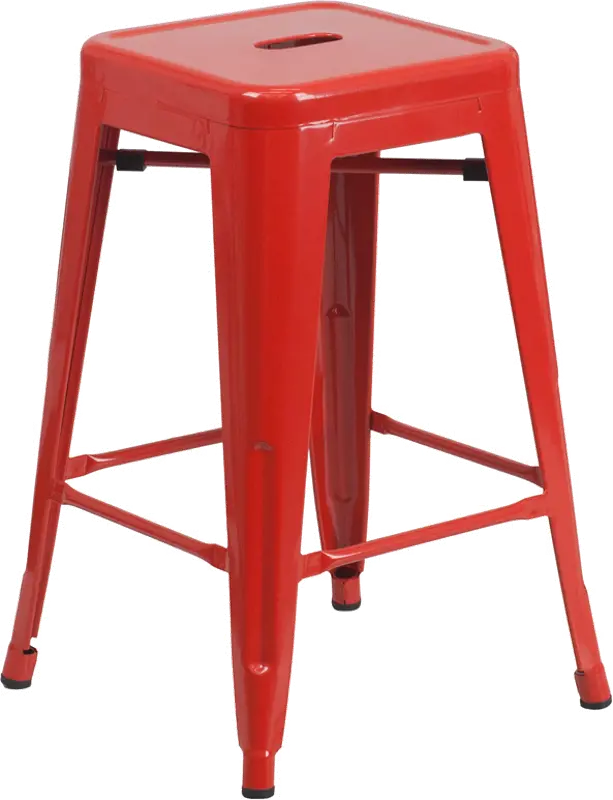 Red Metal Stackable Counter Height Stool