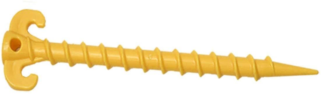 Kotto Large 10 inch Yellow Outdoor Tent Stakes Ultimate Ground Anchor Pegs, 8-Pack Heavy Duty Screw Style Ground Stakes