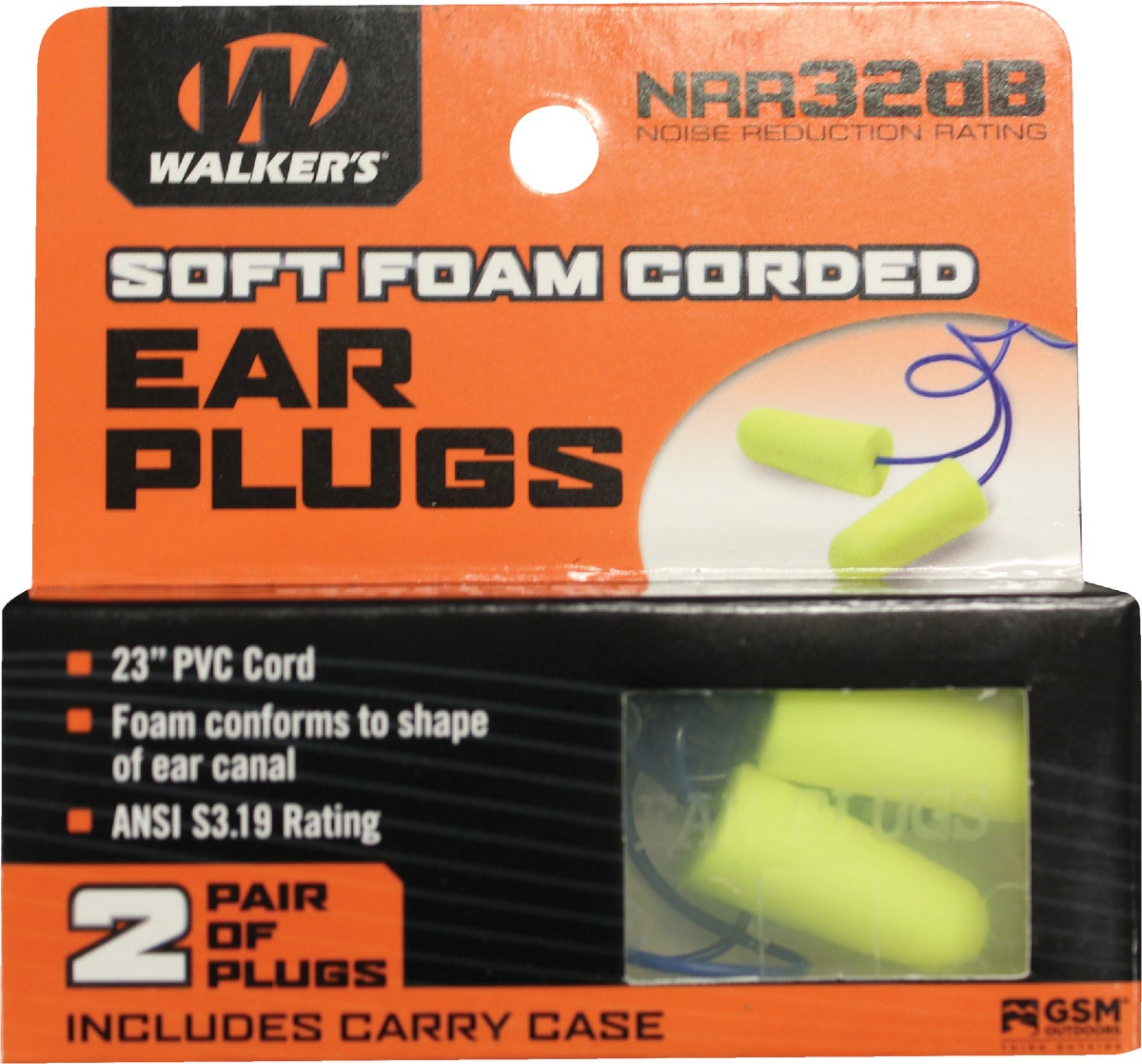 Walkerand#039s Soft Foam Corded Ear Plugs