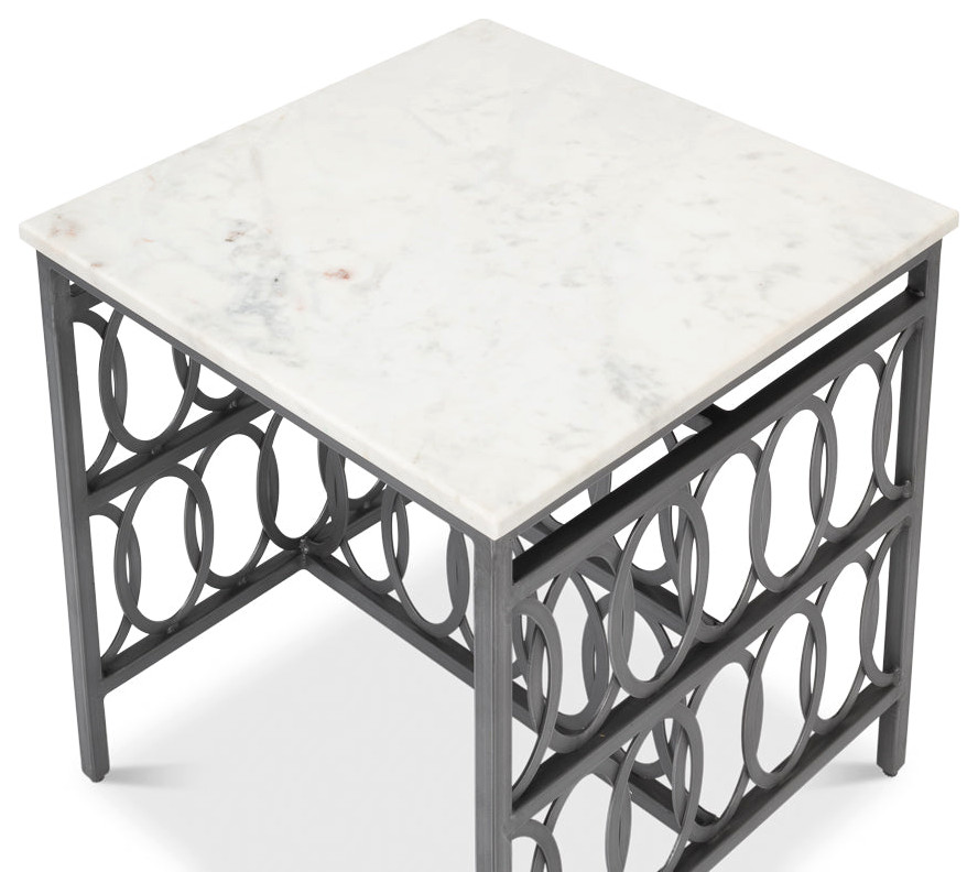 Olympia Square Side Table White Marble Top   Traditional   Side Tables And End Tables   by Sideboards and Things  Houzz