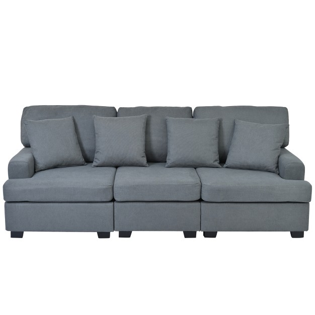 Modern Upholstered 3 seat Sofa With 4 Pillows modernluxe