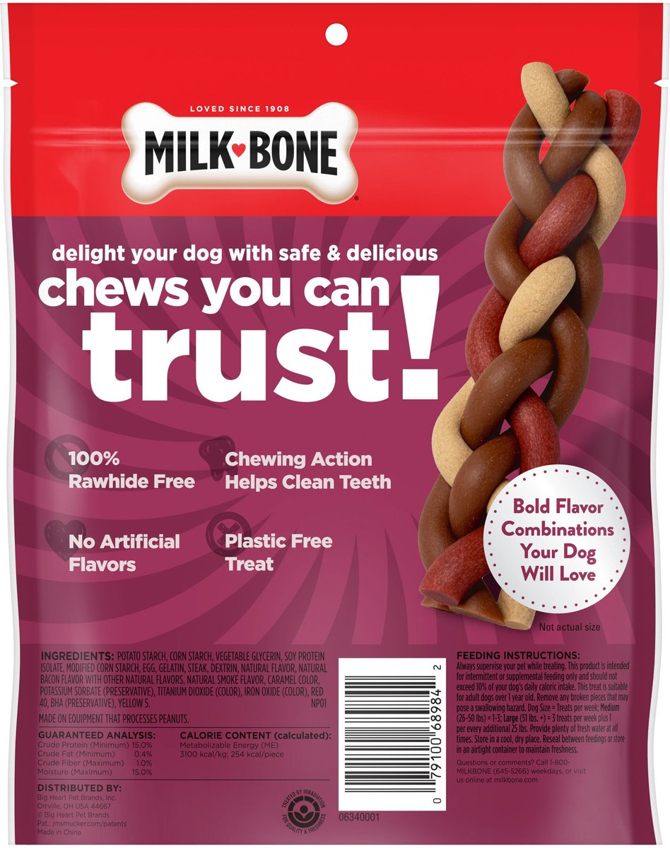 Milk-Bone Flavor Braids Chews Steaky Steaky Eggs and Bac'y Dog Treats