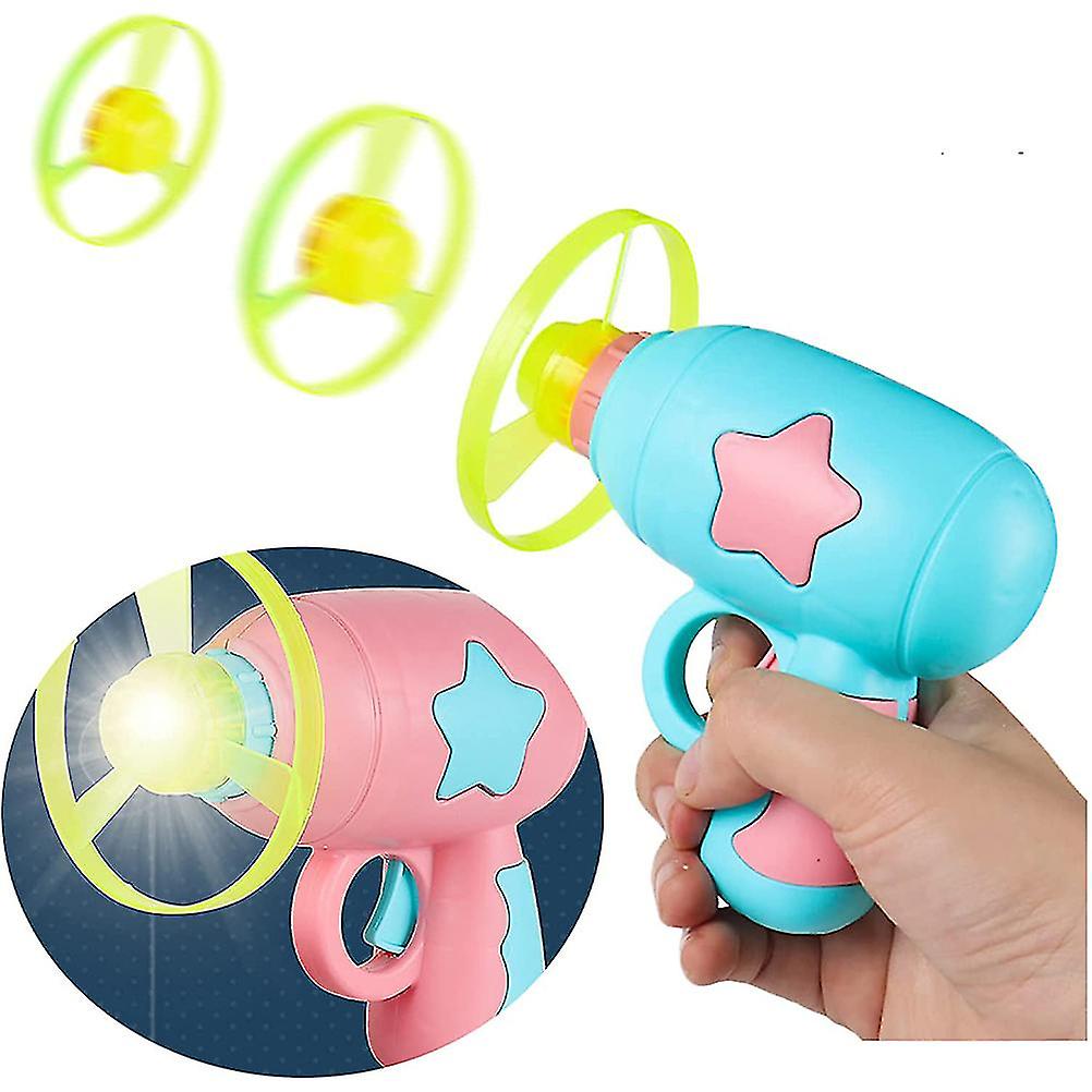 Children Outdoor Bamboo Dragonfly Toy Luminous Flying Saucer Catapult Rotating Flying Disk Interaction Toy