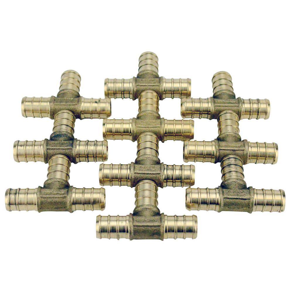 Apollo 12 in. Brass PEX-B Barb Tee (10-Pack) APXT1210PK