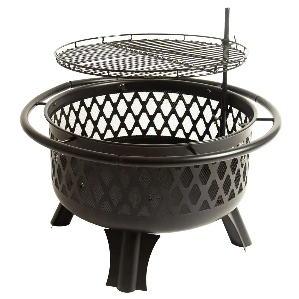 Hampton Bay OFW992RA Piedmont 30 in. Steel Fire Pit in Black with Poker