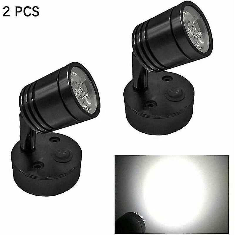 2 Pieces 12v Led Spot Reading Light Wall Bedside Lamp Dimmable Switch Motorhome Caravan Cylinder Flexible Interior Lighting For Boat Motorhome (