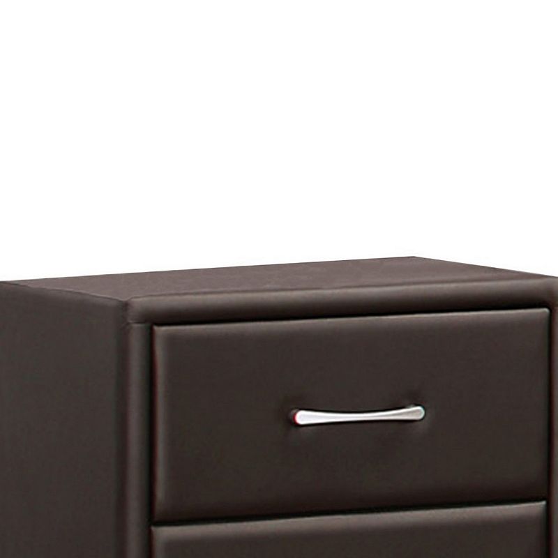 2 Drawer Night Stand In Wood And PVC， Black