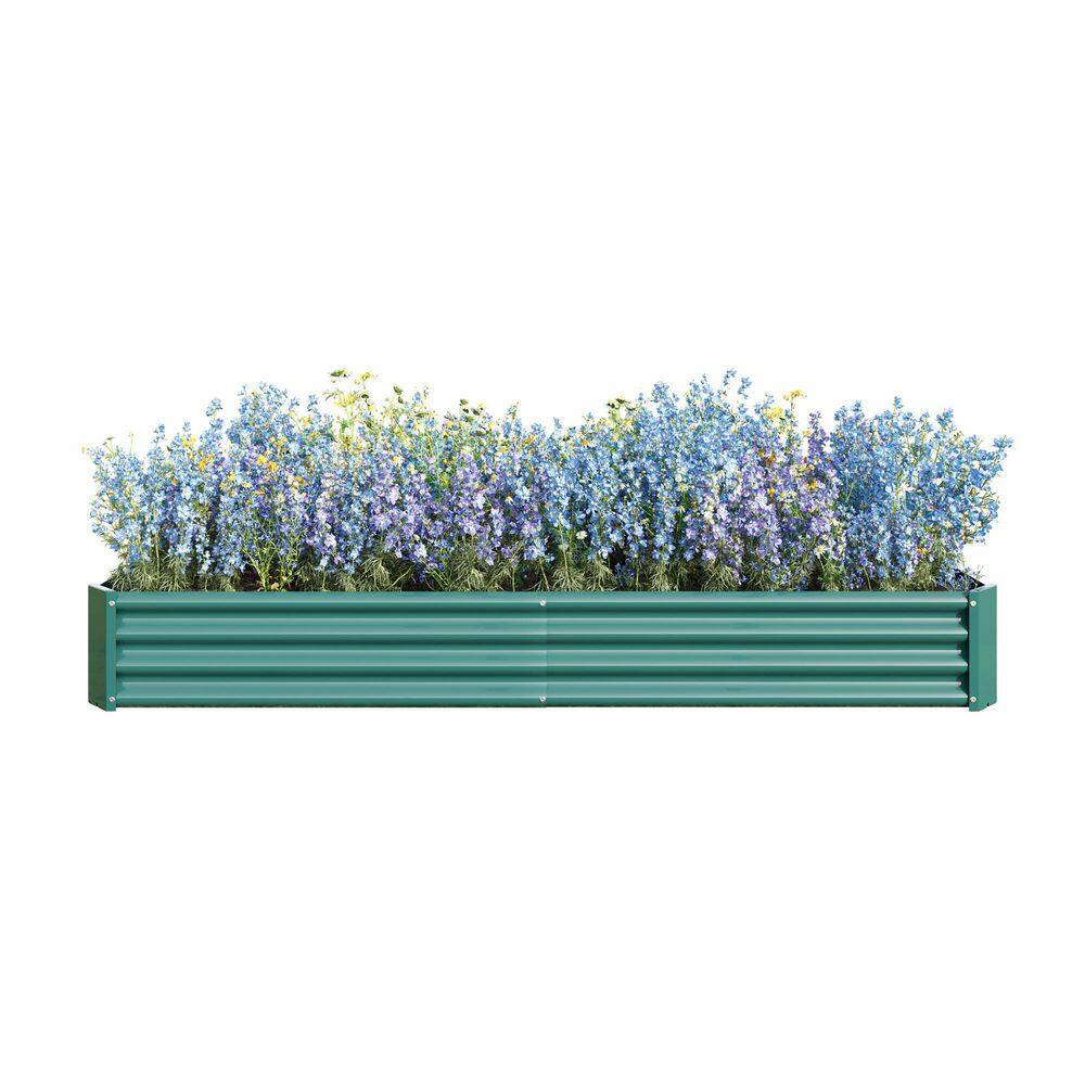 Tidoin 8 ft. W x 4 ft. D x 1 ft. H Green Metal Rectangle Raised Garden Bed Planter Beds for Plants Vegetables and Flowers HomeC-YDW9-910