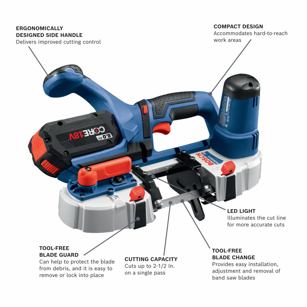 BOSCH 18V Compact Band Saw， Bare Tool GCB18V-2N ;