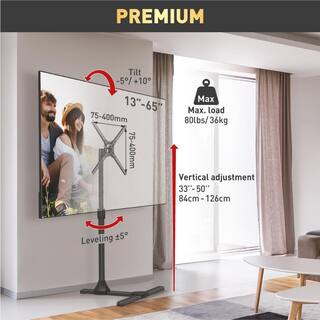 Barkan a Better Point of View Barkan 13 in. - 65 in. Tilt Floor Stand TV Mount Black Patented to Fit Various Screen Types Screen Leveling FS310T