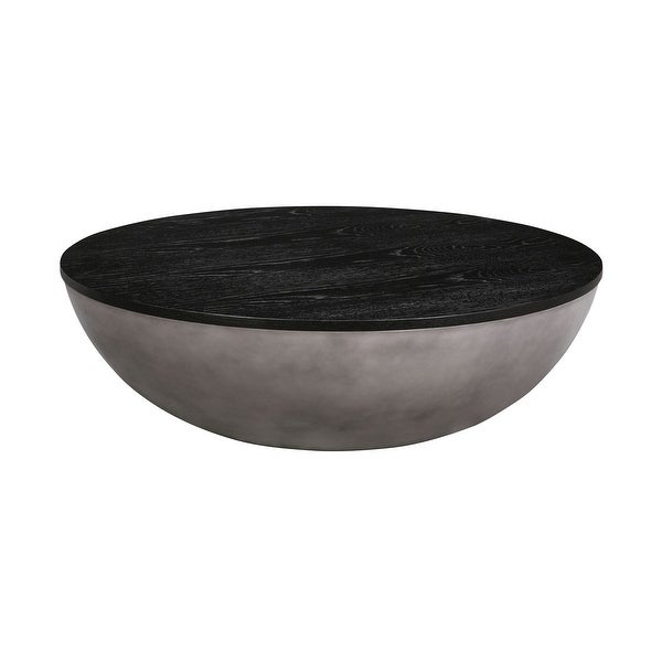 Melody Round Coffee Table in Concrete and Brushed Oak Wood