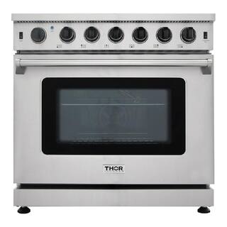 Thor Kitchen Pre-Converted Propane 36 in. 6.0 cu. Ft Single Oven Professional Gas Range in Stainless Steel with 6-Burners LRG3601ULP