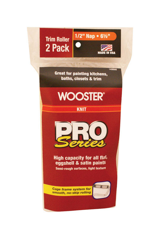 Wooster Pro Series Knit 6-1/2 in. W X 1/2 in. Trim Paint Roller Cover 2 pk