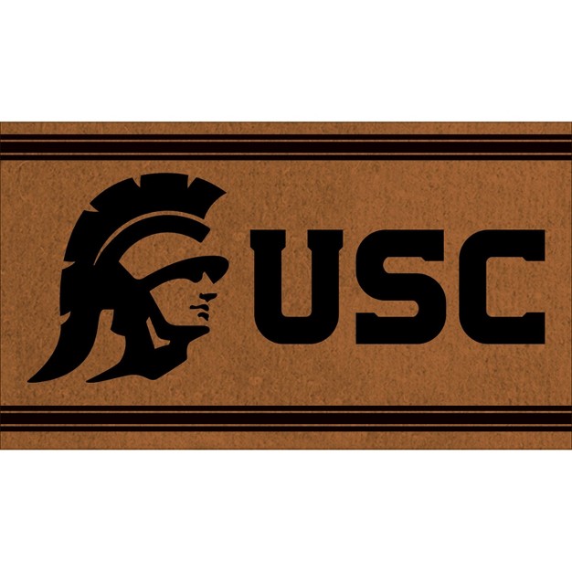 Evergreen University Of Southern California Logo Turf Mat Brown 28 X 16 Inches Indoor Outdoor Doormat