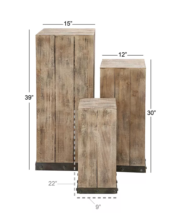 Rosemary Lane Rustic Pedestal Table Set of 3