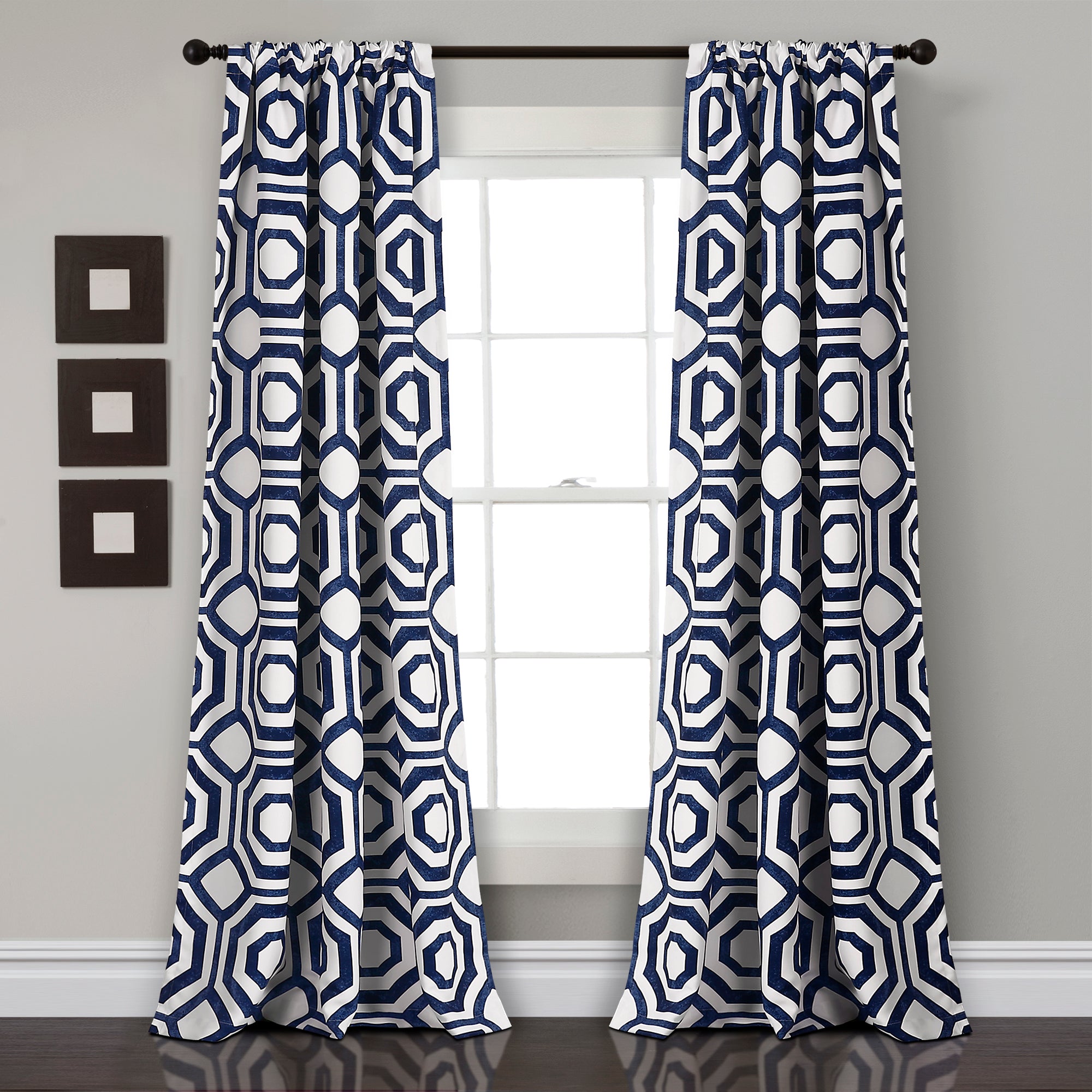 Octagon Blocks Room Darkening Window Curtain Panel Set