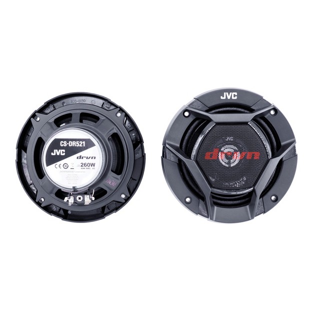 Jvc Drvn Dr Series Cs dr521 5 25 in 260 watt max 2 way Shallow mount Coaxial Speakers Black 2 Pack