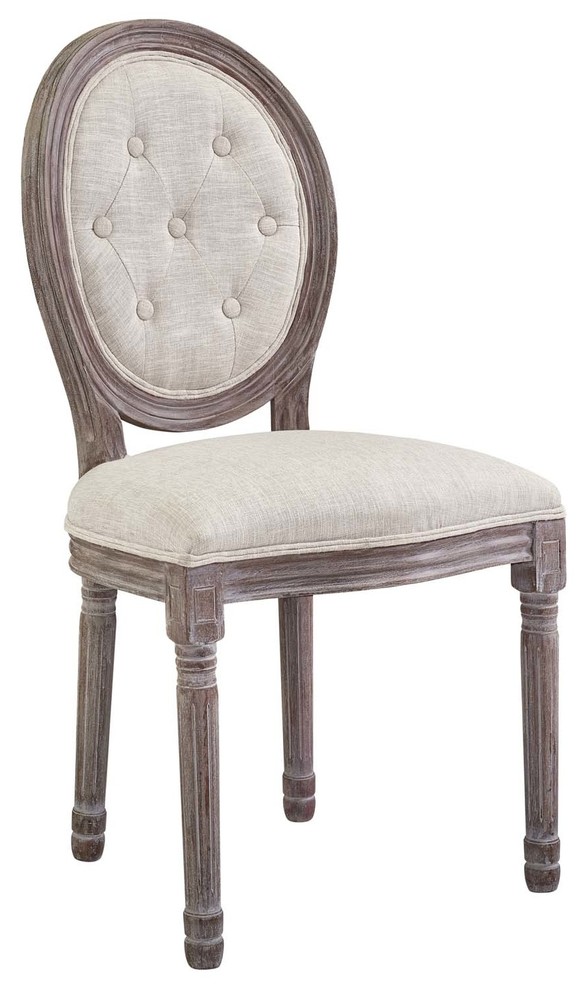 Arise Vintage French Upholstered Dining Side Chair Set of 2  Beige   French Country   Dining Chairs   by Kolibri Decor  Houzz