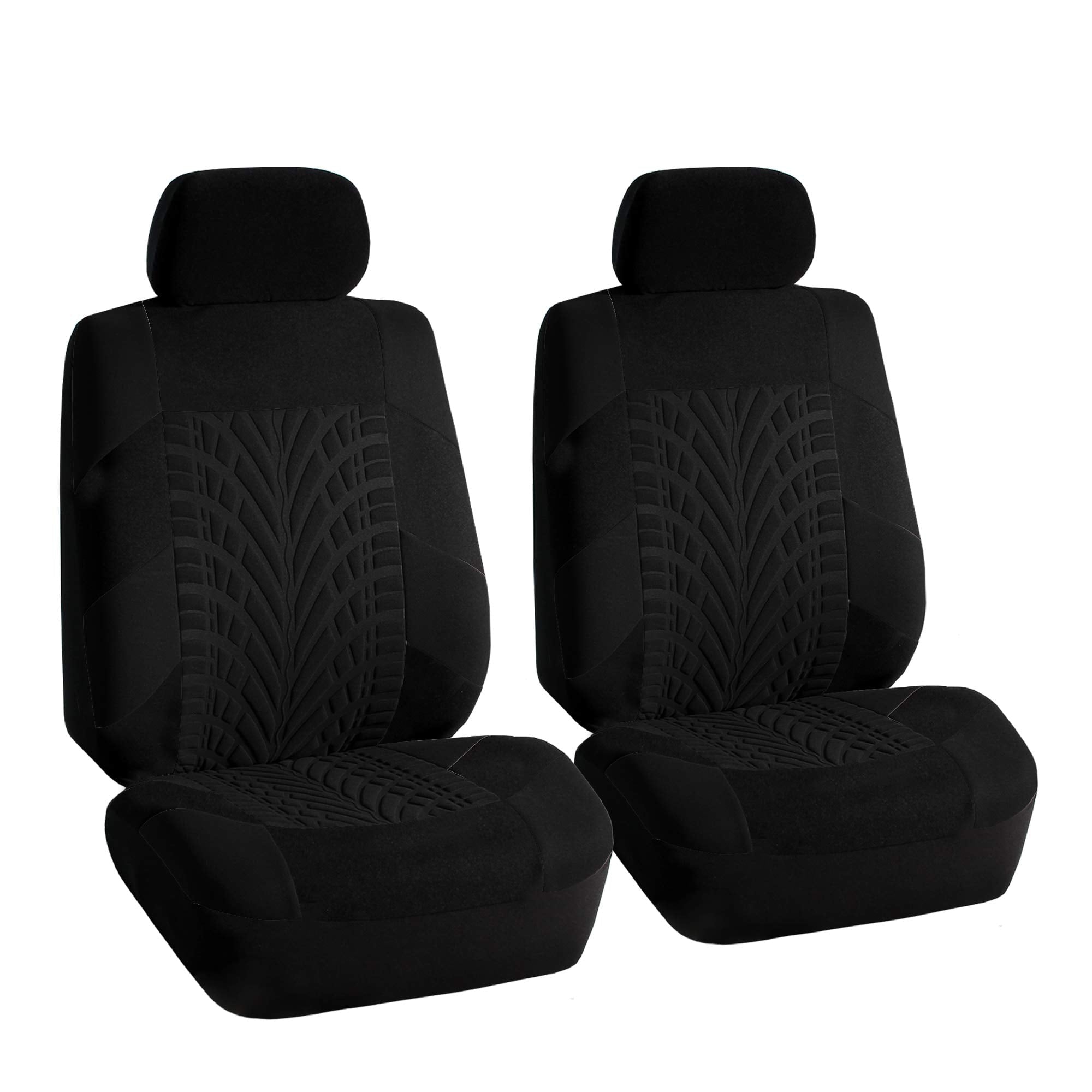 FH Group 3 Row SUV Van Seat Covers Black Combo w/ Gray Floor Mats