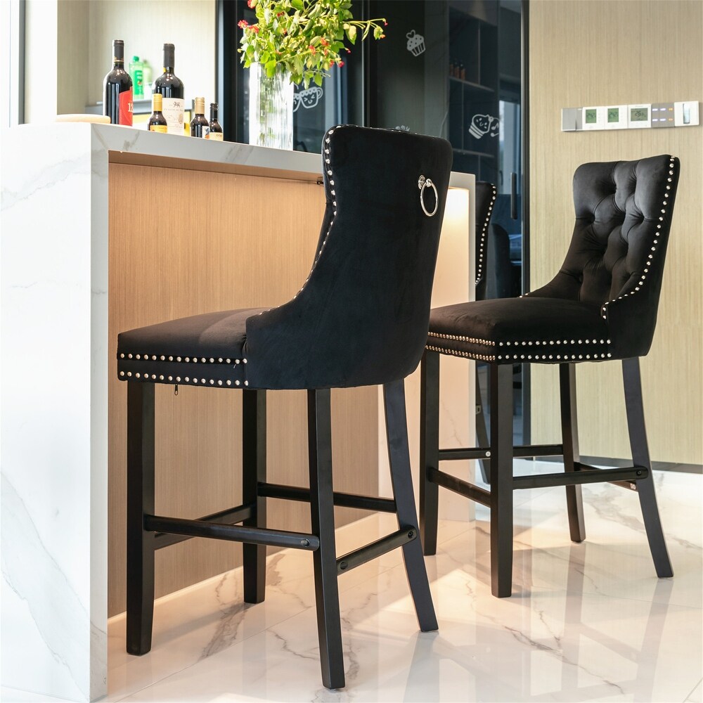 Contemporary Velvet Upholstered Bar stools