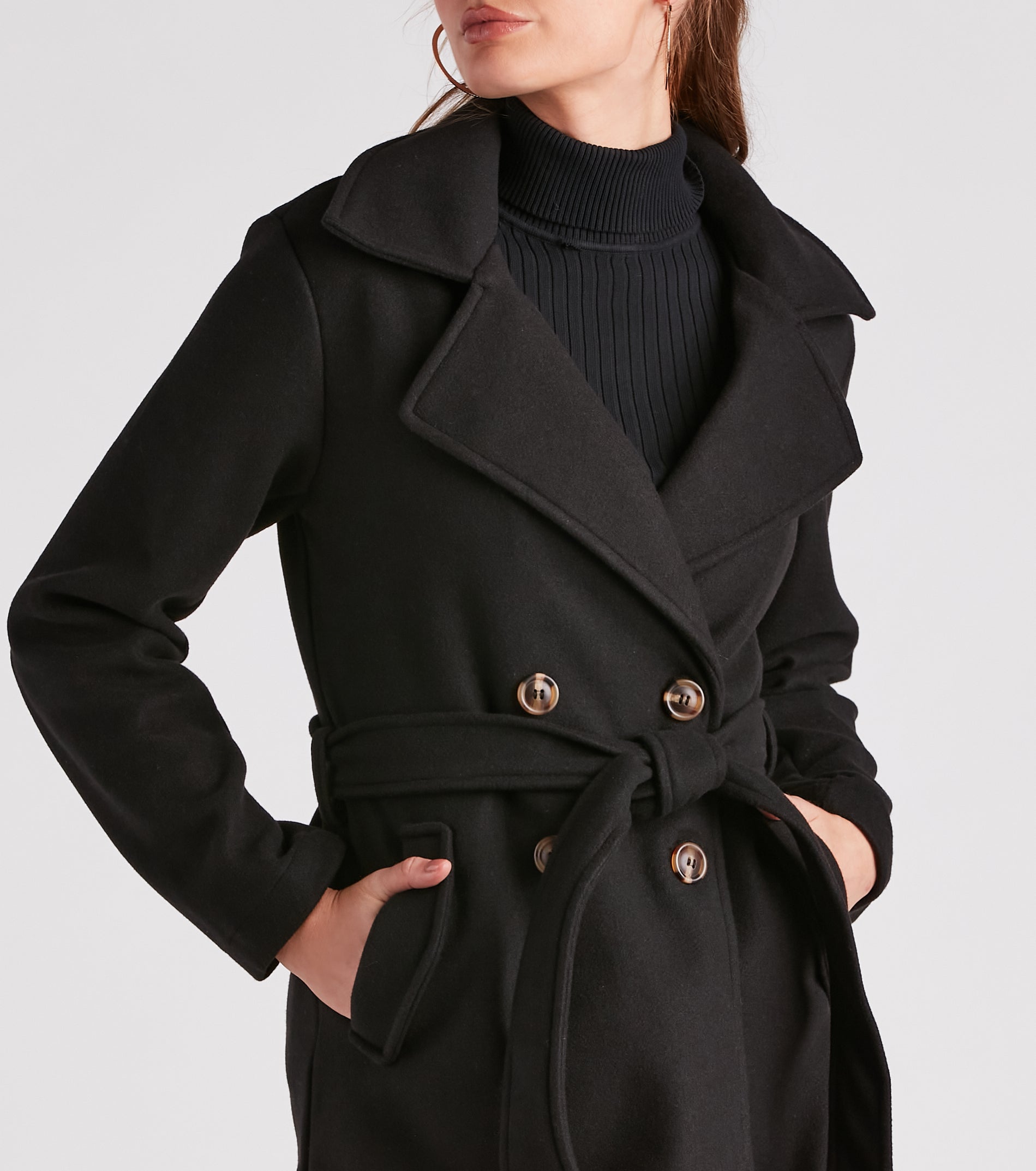 Elevated Chic Belted Faux Wool Coat