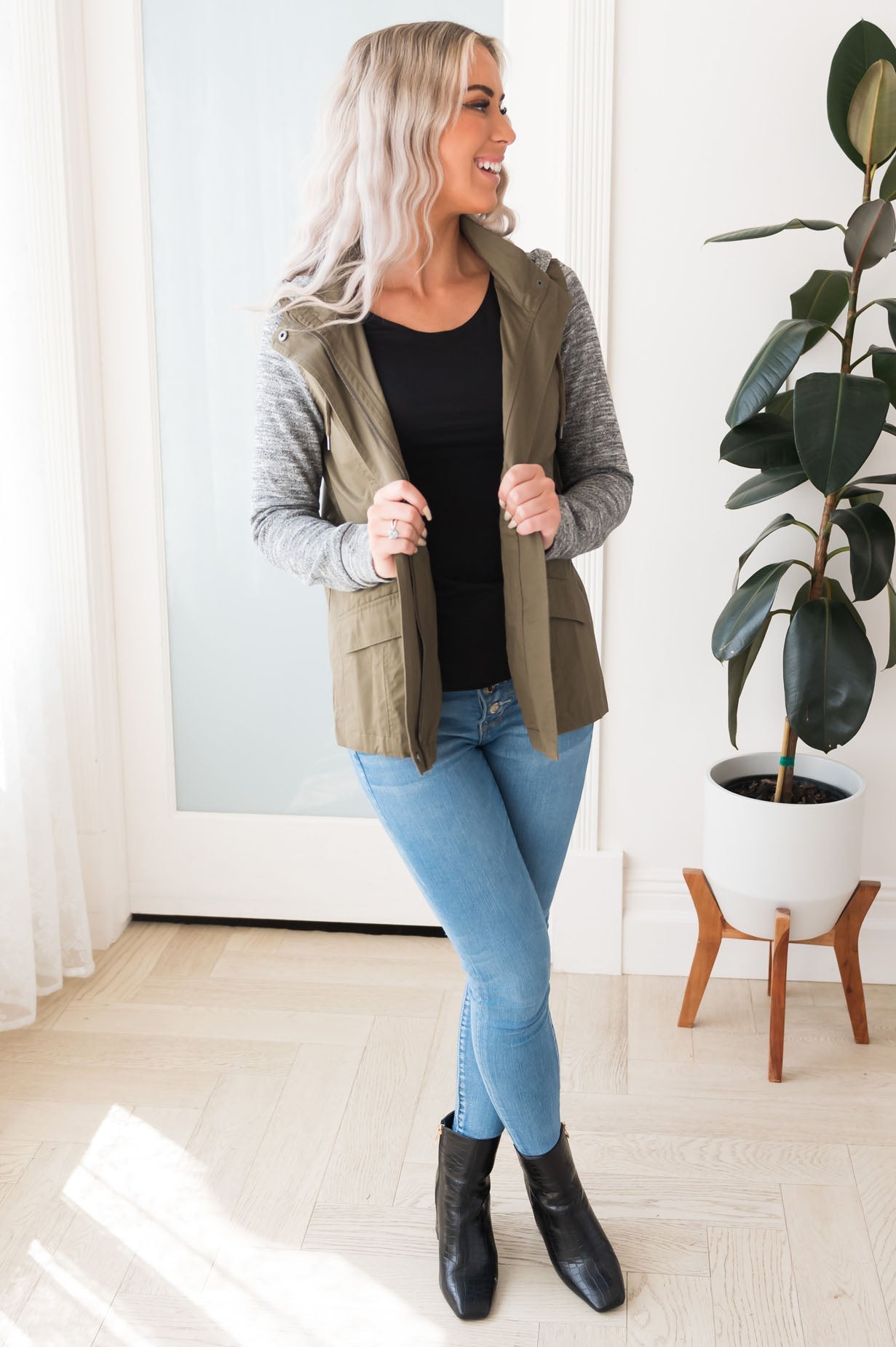 Bring on Fall Modest Light Weight Zip-Up Hoodie