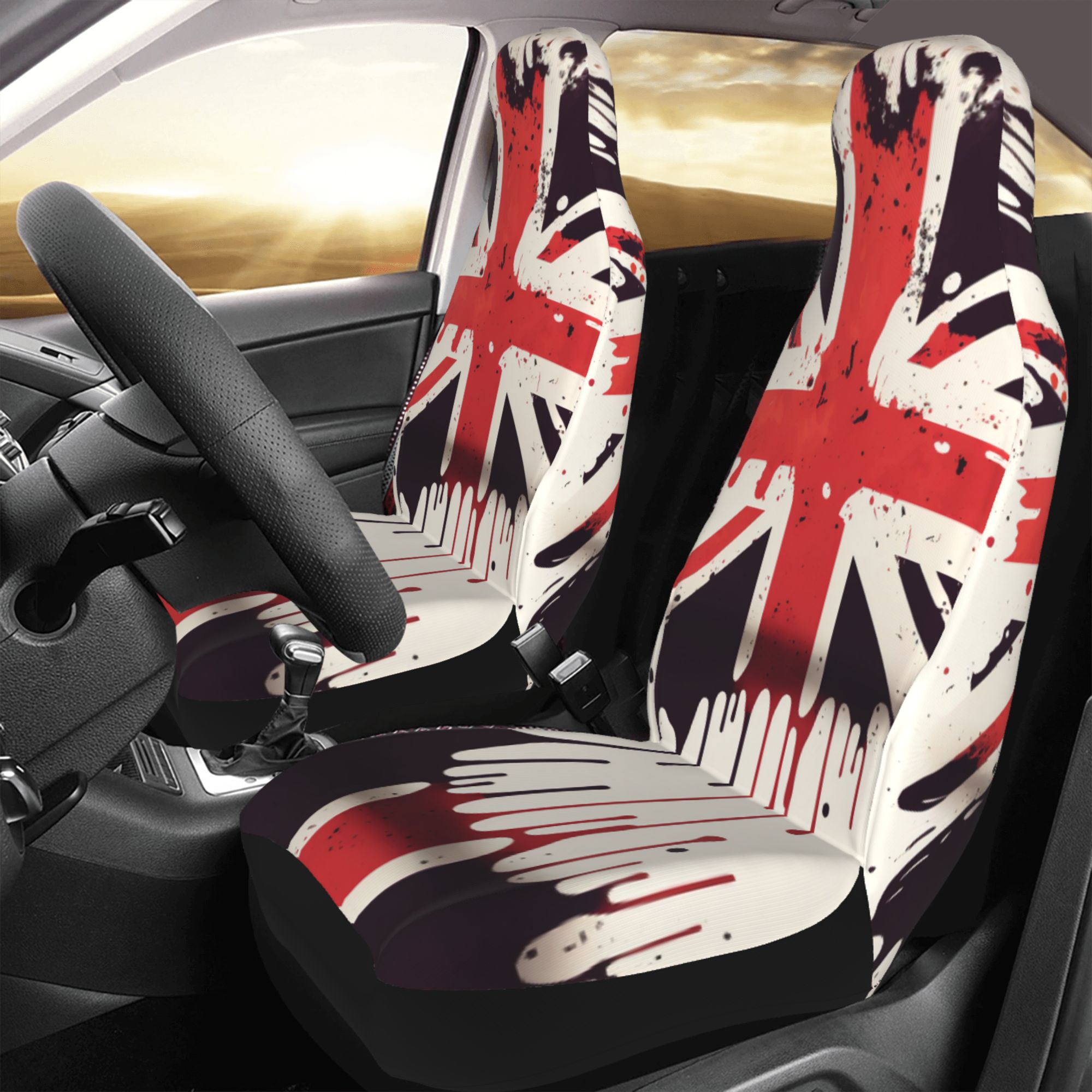 ZICANCN Car Seat Covers Front Seats Only，United Kingdom Flag Automotive Seat Covers Protectors for Cars Trucks Suv 2 Pack