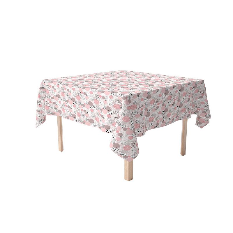 Square Tablecloth， 100% Polyester， 60x60， Decorated in Pink Dots