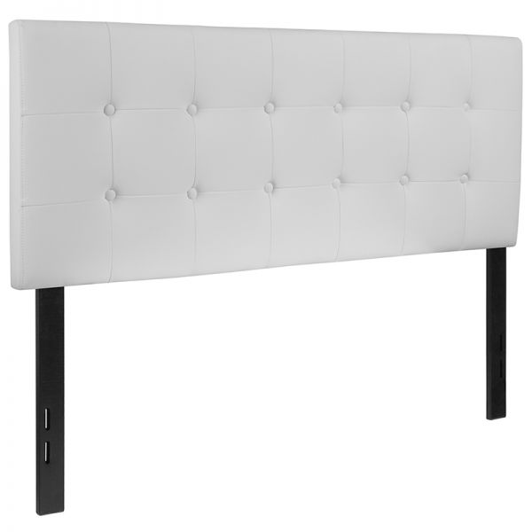 Lennox Tufted Upholstered Full Size Headboard in White Vinyl