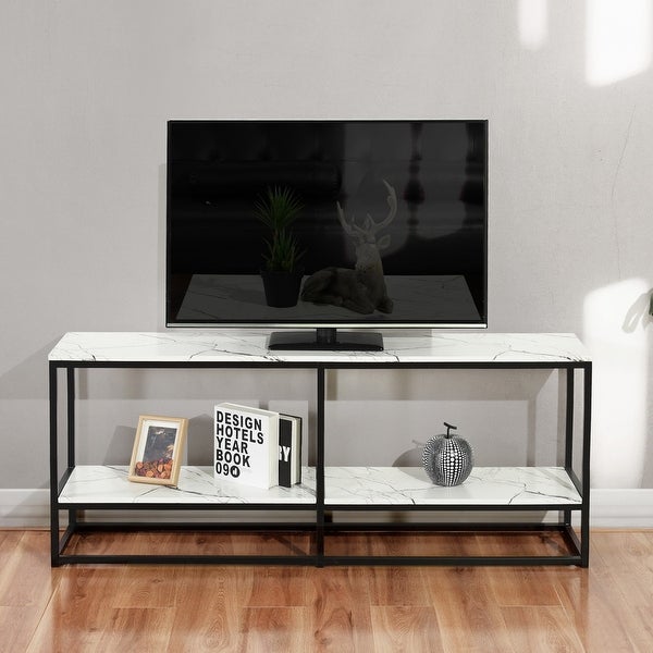 Homy Casa 39.4 in. Half Moon Metal Frame Console Table