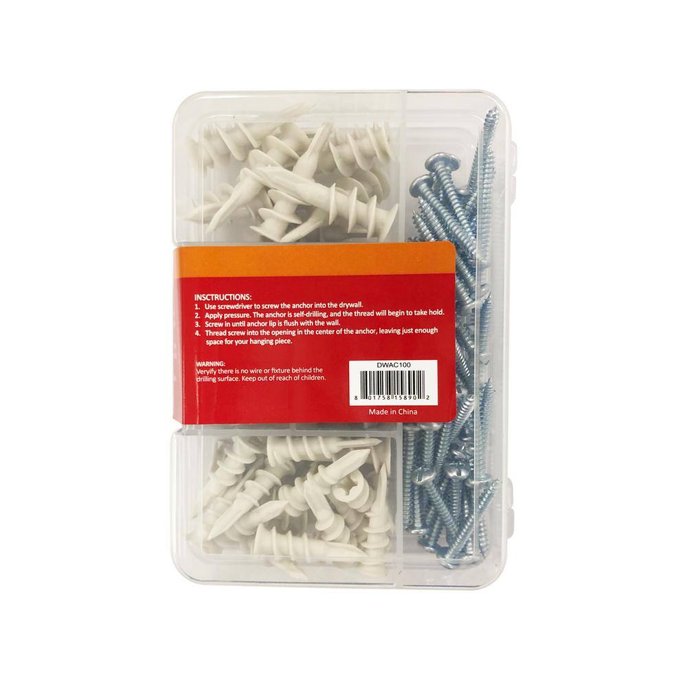 Robtec 38 in. x 1-141 in. to 58 in. Drywall Anchor Assortment Pack (100-Pack) DWAC100