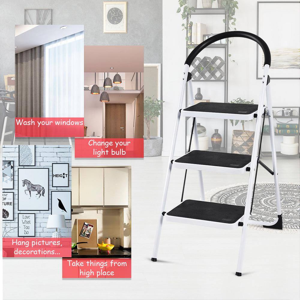 ANGELES HOME 3.54 ft. Metal Step Ladder 330 lbs. Load Capacity 5 ft. Reach Height M35-8TL310